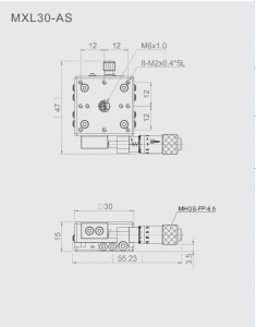 Low-profile Aluminum Translation Stage MXL30-AS drawing