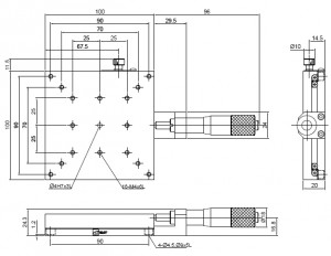 Precision Low-profile Ball Bearing Linear Stage MX100-SC drawing