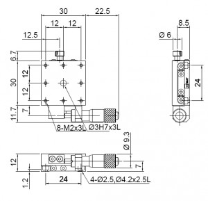 Precision Low-profile Ball Bearing Linear Stage MX30-SS drawing